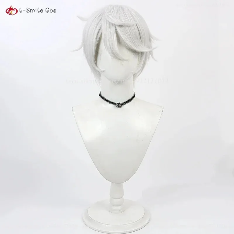 أنيمي نينا سيت تأثيري 30 سنتيمتر قصيرة الفضة الأبيض شعر مستعار مقاومة للحرارة الاصطناعية الشعر دور اللعب ازياء الباروكات للرجال والنساء
