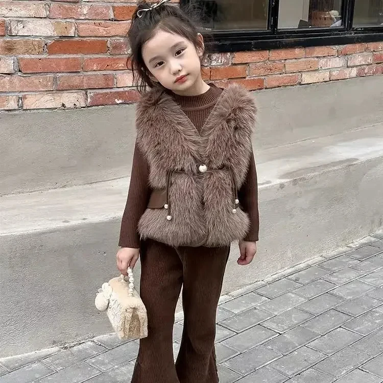 Gilet In Pelliccia Sintetica Per Bambina - Senza Maniche, Caldo E Morbido Per Inverno - Foto 11