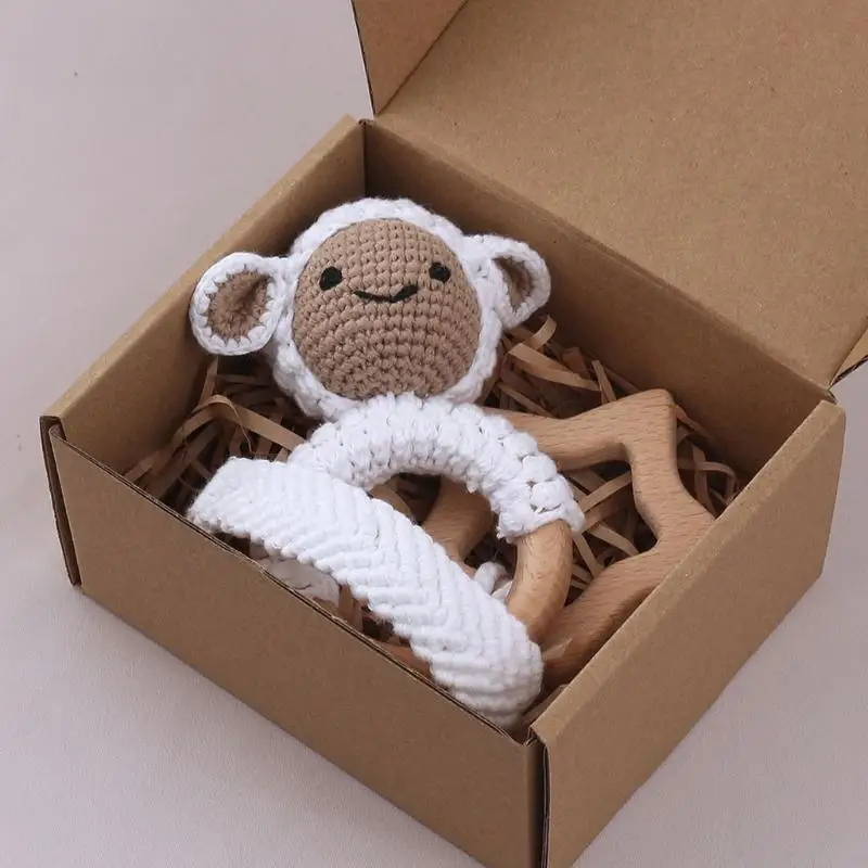 E06f 1 ensemble bébé nouveau-né étoile étoile teether sacificier clip chain mamelon support bricolage crochet hochet d'agneau