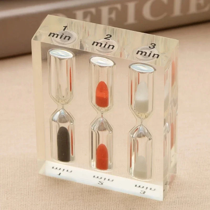 1/2/3 Minute Colorful Hourglass Timer Three-In-One Acrylic  Sandglass   Clock 3+4+5 Minutes   s