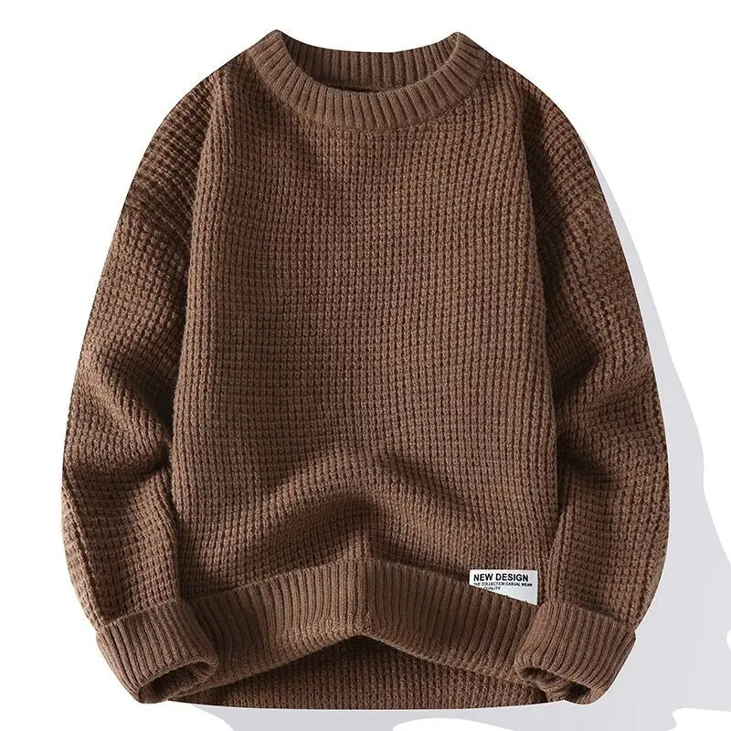 Fashion O-Neck Spliced Casual Solid Color Sweaters Men\'s Clothing 2023 Autumn Winter Loose All-match Pullovers Korean Tops