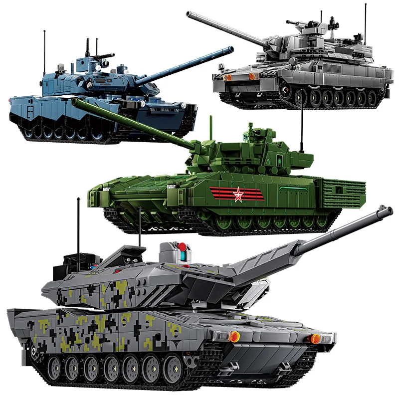

MOC 4-го поколения, основные боевые танки, Германия, Пантера KF 51 Amata T-14, комплект строительных блоков, модели US AbramsX, кирпичи, головоломка, игрушка, подарок для детей