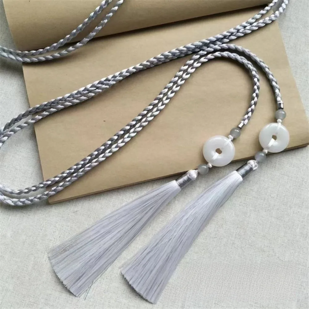 Retro Handgewebter Hanfu Taillengürtel Chinesischer Stil Traditioneller Quasten-Taillenriemen Ping An Anhänger Taillenseil für Männer und Frauen – Detail 7