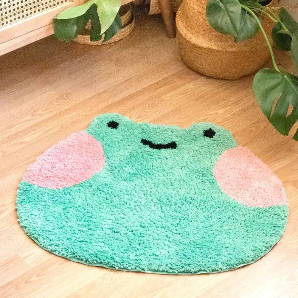 

Cute Frog Rug Digital Printing Technology Simple Housewarming Gift Handmade Non-Slip Decorative Carpet