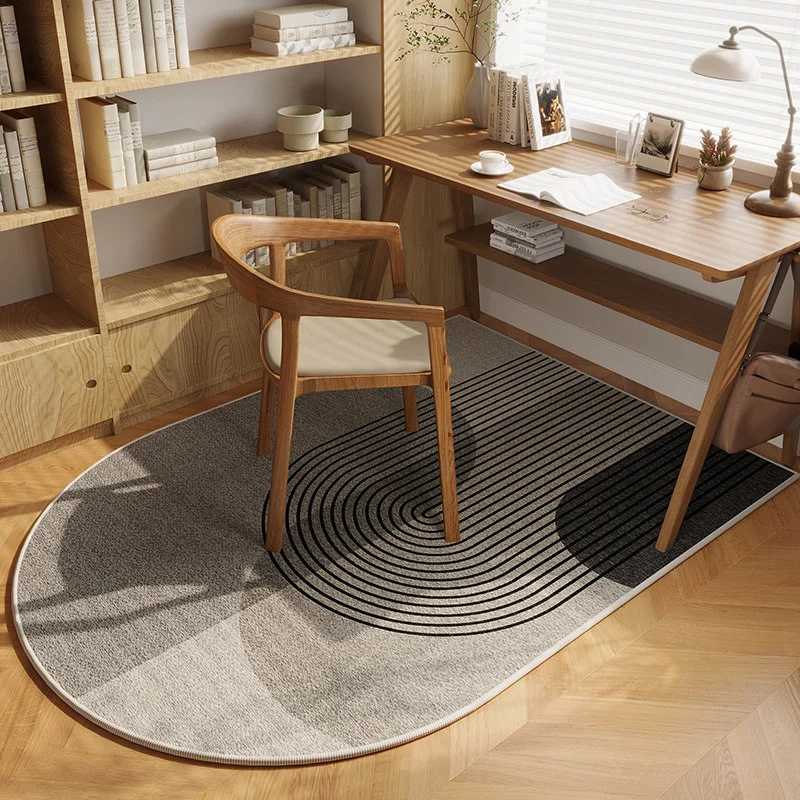 VIKAMA Wabi-Sabi Geometric Semicircle Study Carpet Non-Slip Silent Office Chair Cushion Bedroom Porch Decorative Carpet