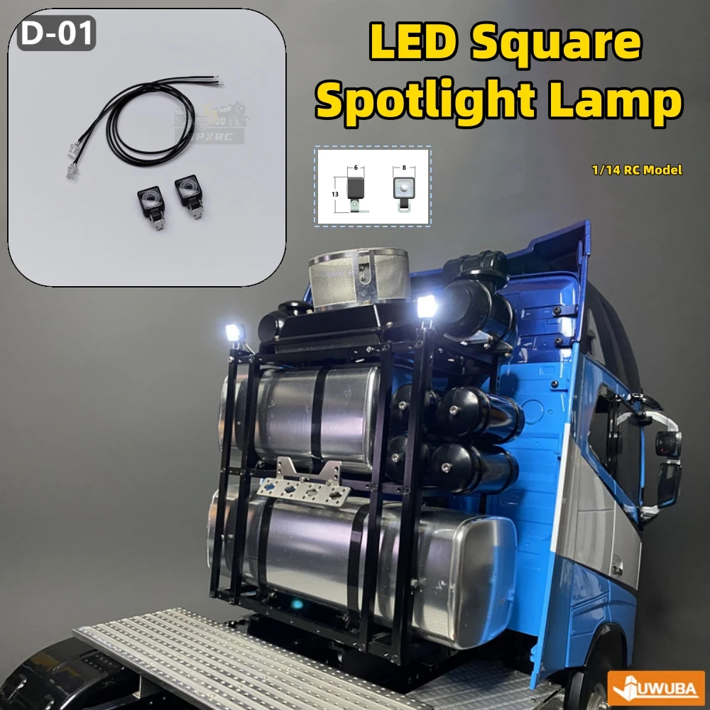 Square Spotlight Equipment Rack LED D-01 for 1/14 Tamiya RC SCANIA 770S Construction Machinery Crawler Cars Trailer Toy Parts
