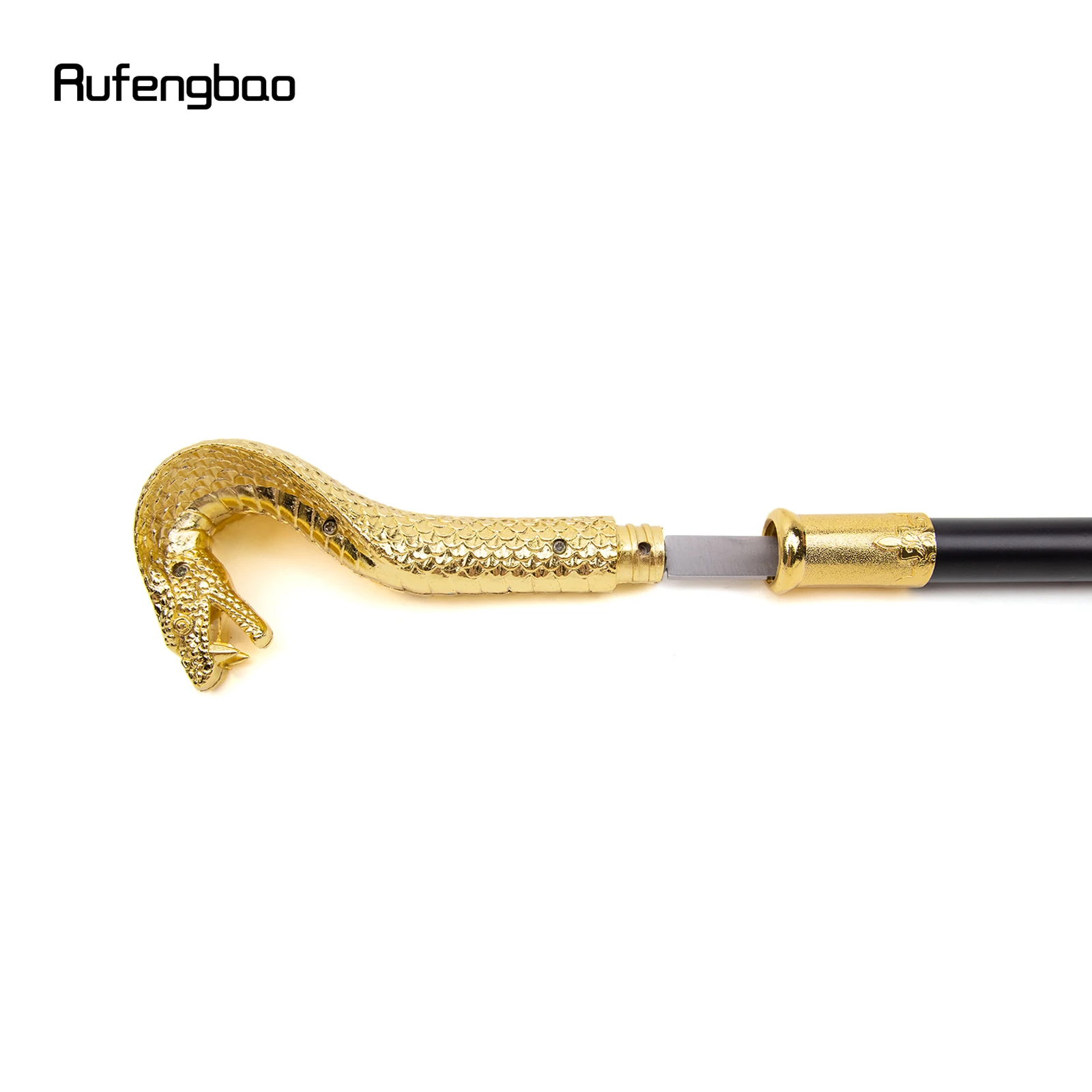 Golden Luxury Snake Handle Walking Stick with Hidden Plate Self Defense Fashion Cane Plate Cosplay Crosier Stick 93cm