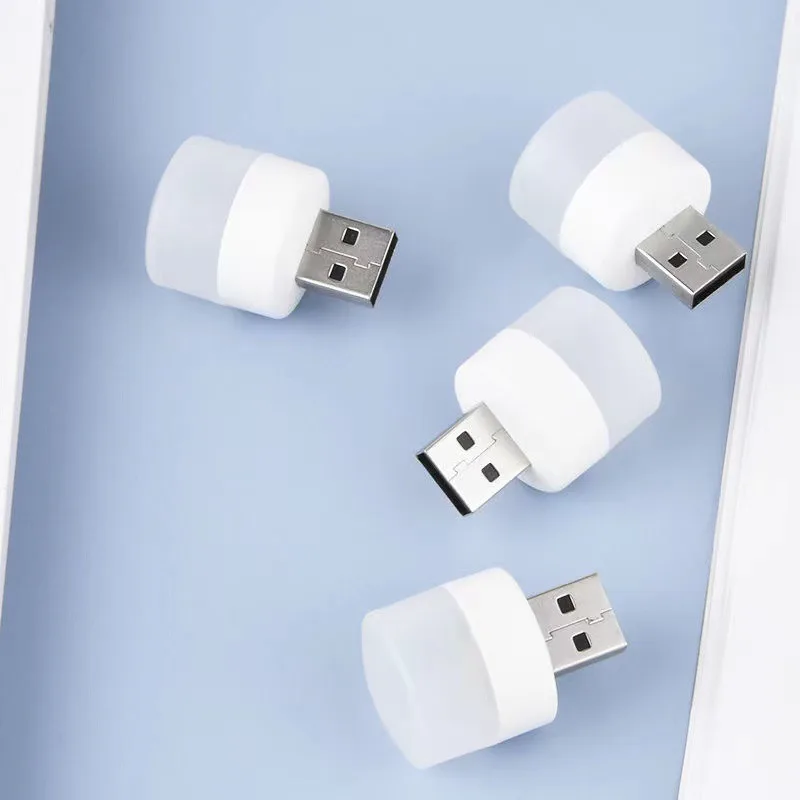 Lámpara de enchufe USB superbrillante, luz de libro de protección ocular, carga de energía móvil, lámpara de atmósfera pequeña, 5V, 1W, 10 unidades