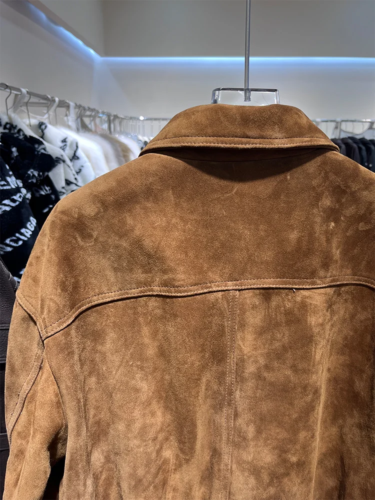 سترة نسائية من جلد الغنم الطبيعي الحقيقي الطبيعي ملابس خروج نسائية سترة من جلد الغزال سترة منفوخة