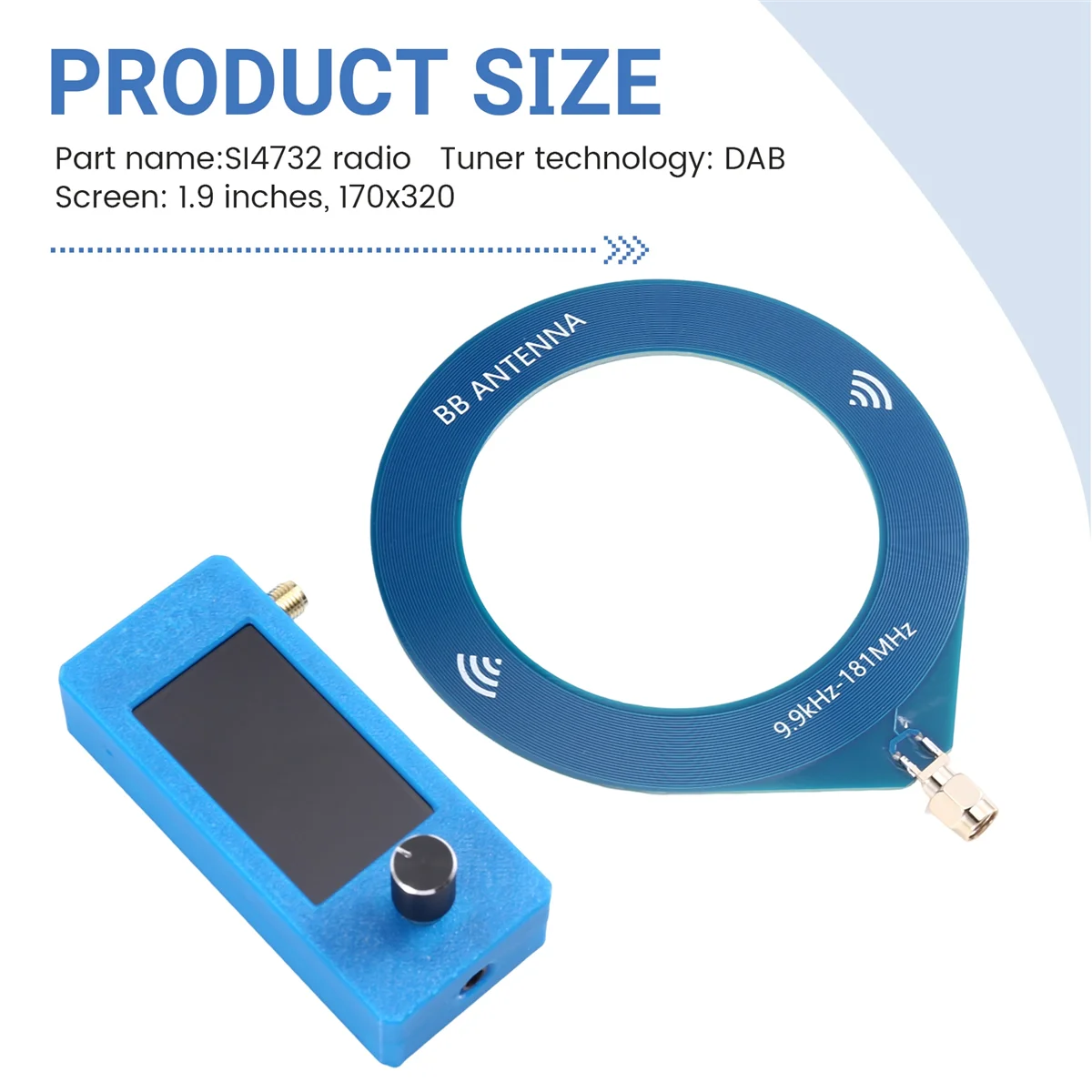 Efficient Radio SMA Interface 0.5-108mhz Full Band AM FM LSB USB Radio Blue
