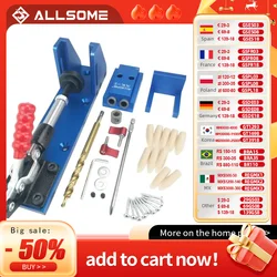 ALLSOME Wood Working Tool Pocket Hole Jig with Toggle Clamp and 9.5mm Drill Bit PH1 Screwdriver For Carpenter Hardware