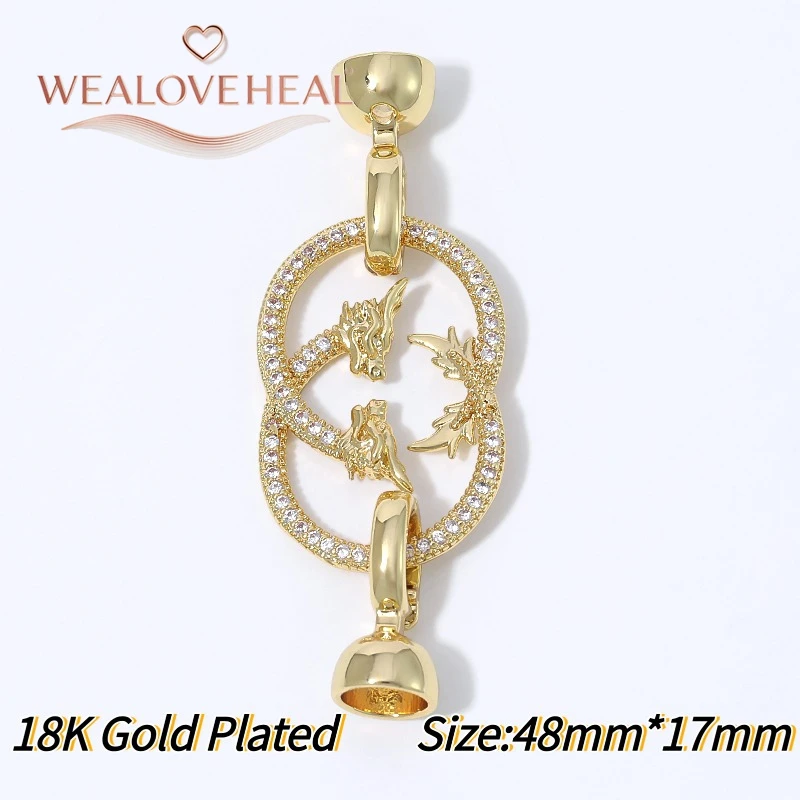 18K vergoldeter Messing-Doppel-C-Doppel-Drachenperlenverschluss, mikrobesetzter CZ-Verbinder mit Schalenenden für DIY-Schmuckherstellung. – Detail 19