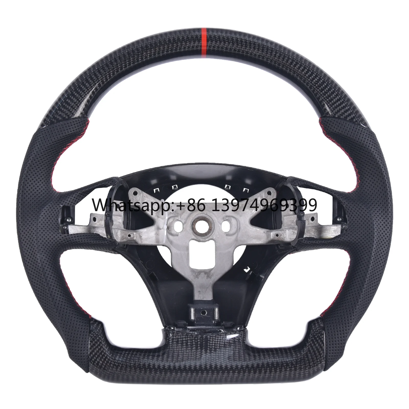 Carbon Fiber Steering Wheel for Chevrolet Corvette C6 Z06/ZR1 2012-2013, D-Shape Flat Bottom Nappa with Paddle Shifter Holes