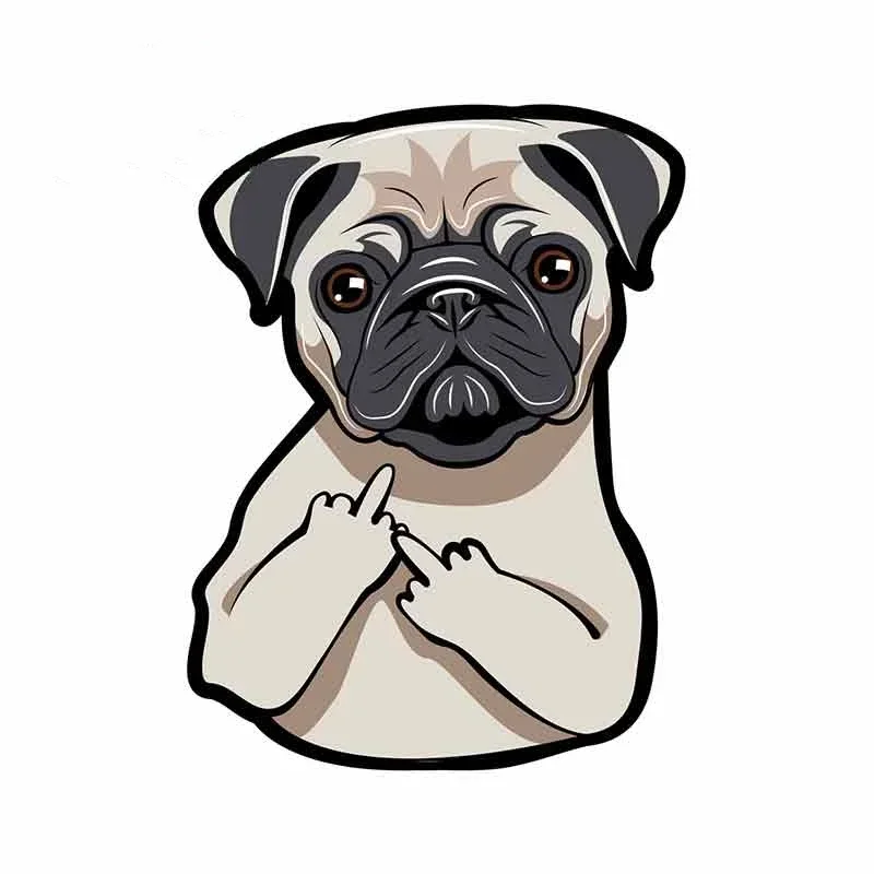 

Animal Funny Rude Pug Dog Joke Car Sticker Cartoon Vinyl Waterproof Decal For Laptop Luggage Motorcycle Accessories