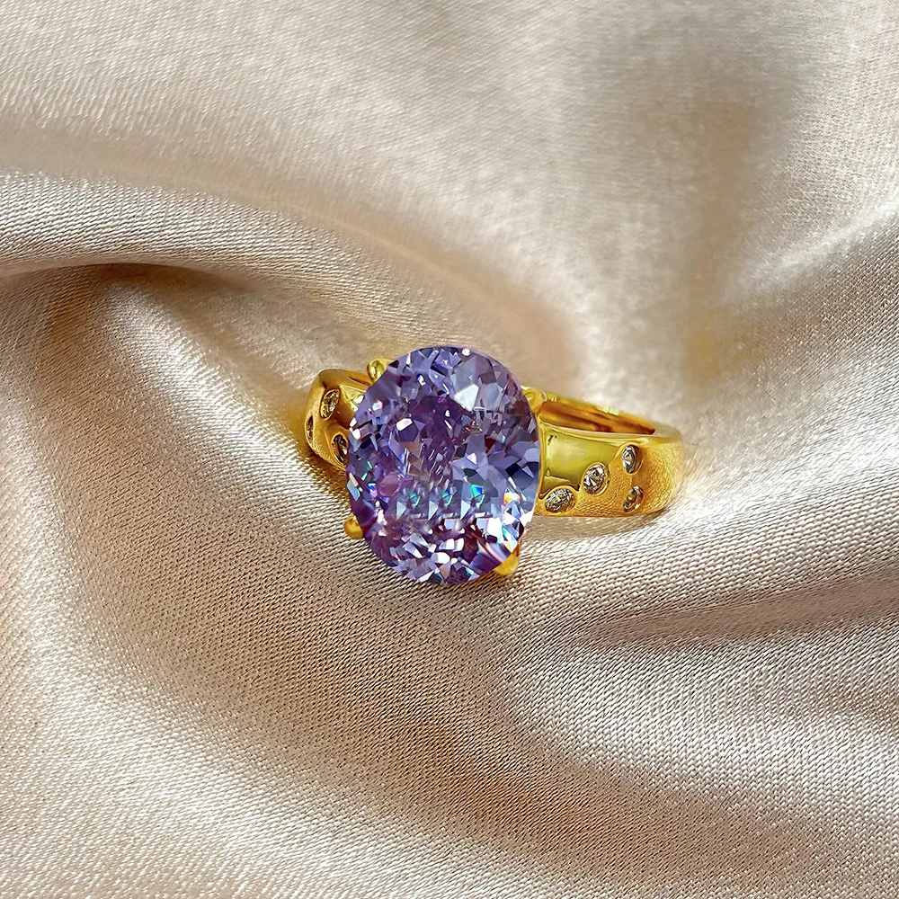 S925 Sterling Silber Ring Neun Lila Feuerringe Leichter Luxus Retro Lila Gas Donglai Taubenei Ring für Damen – Detail 6