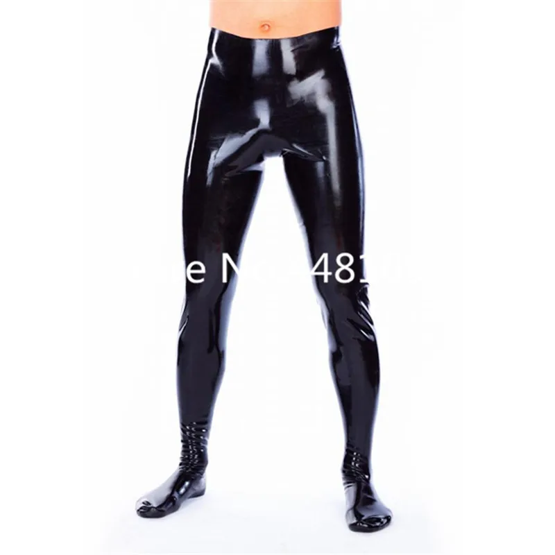 

Latex Pants Tight Rubber Leggings with Sock Long Pants for Men No Zipper Halloween Cospaly Costume