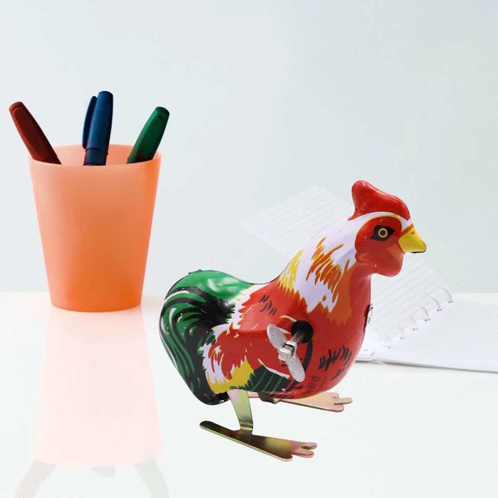 

3pcs Vintage Iron Rooster Jumping Chicken Metal Tin Handmade Spring Interactive Parent-Child Crawling Play
