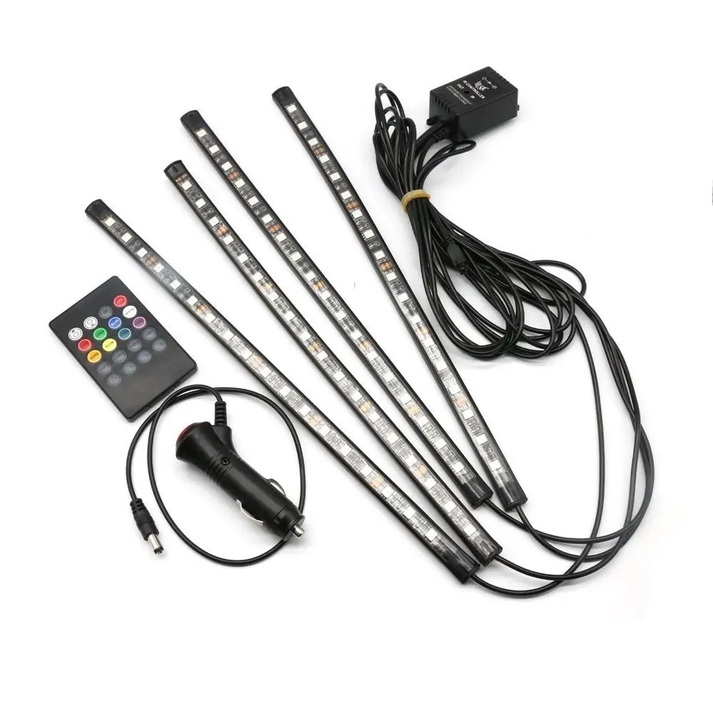 

Car Interior RGB LED Strip Atmosphere Decorative Ambient Light Flexible Colored LED Voice Control Rhythm Lamp