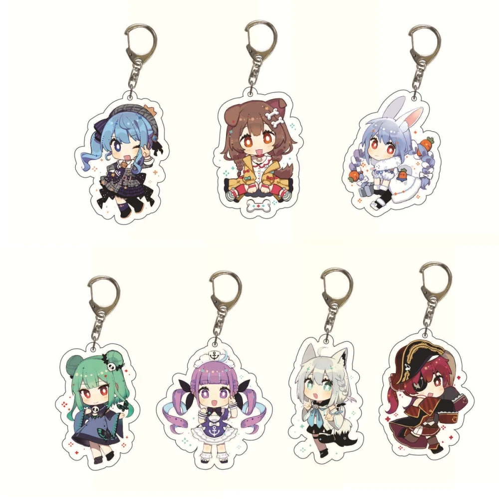 Anime Hololive VTuber Figures Keychain Transparent Acrylic Keyring Shu Mysta Luca Ike Vox Collection Fans Gifts Key Chains