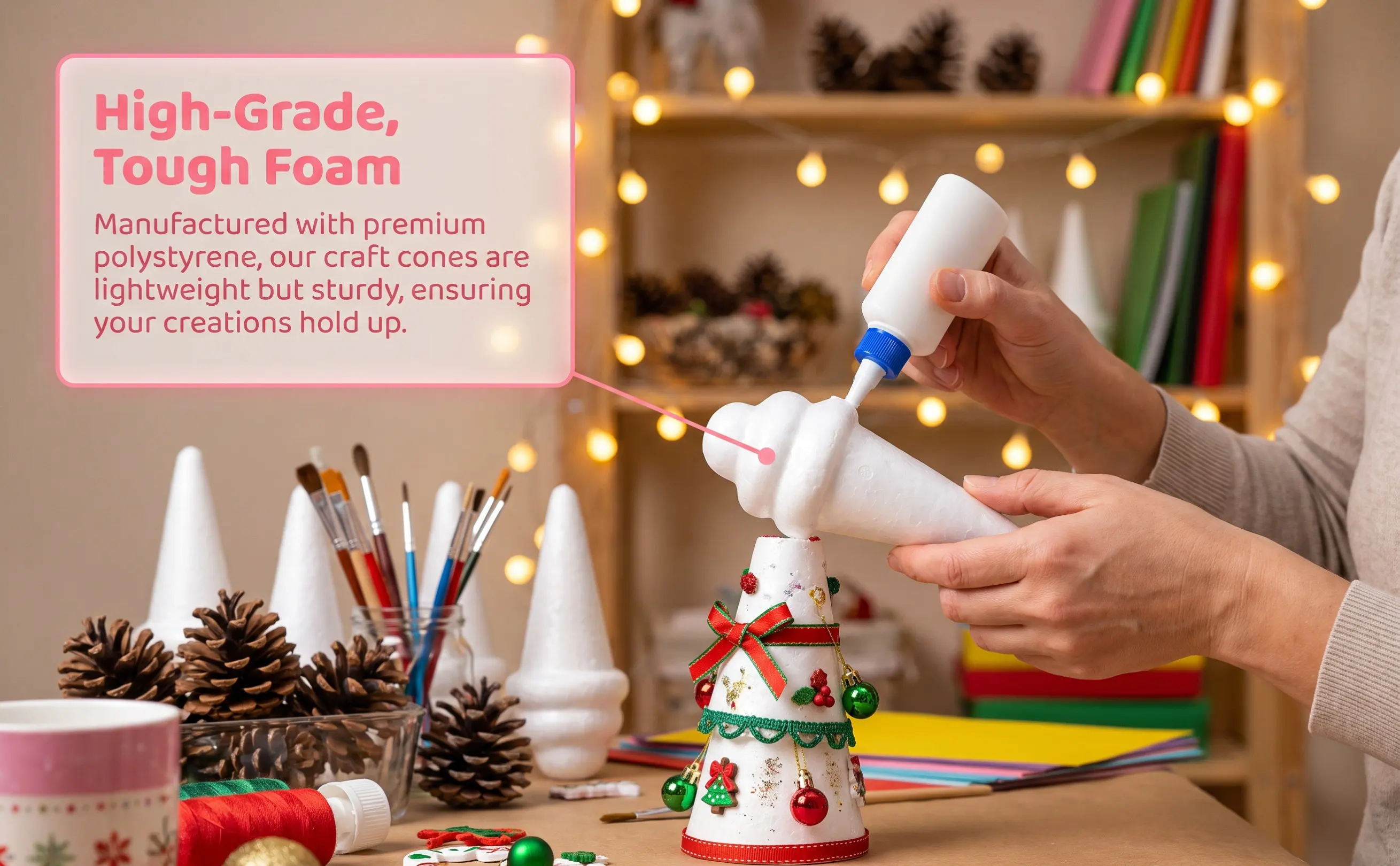 12Pcs Ice Cream Shape Foams Craft DIY Painting Tools Safe Lightweight White Foams Ice Cream Props for Creative Handmade Artwork