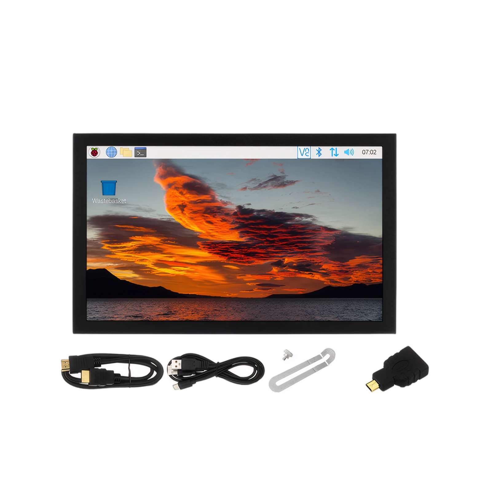 شاشة لمس عالمية 7 بوصة IPS LCD صغيرة متوافقة مع HDMI لـ Raspberry Pi 5 4 Windows PC وحدة تحكم ألعاب مع حامل حافظة