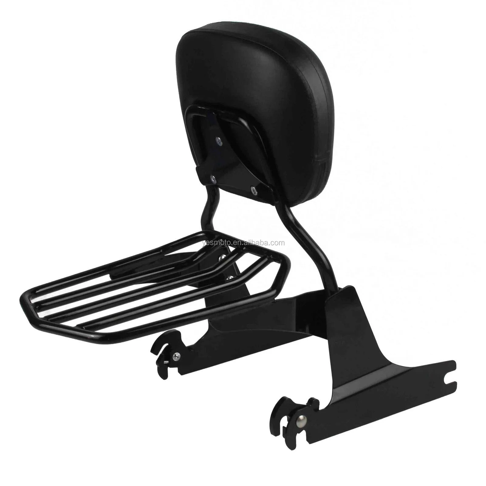 Black Backrest Sissy Bar Luggage Rack for Harley Softail Deluxe FLSTN 2005-2018