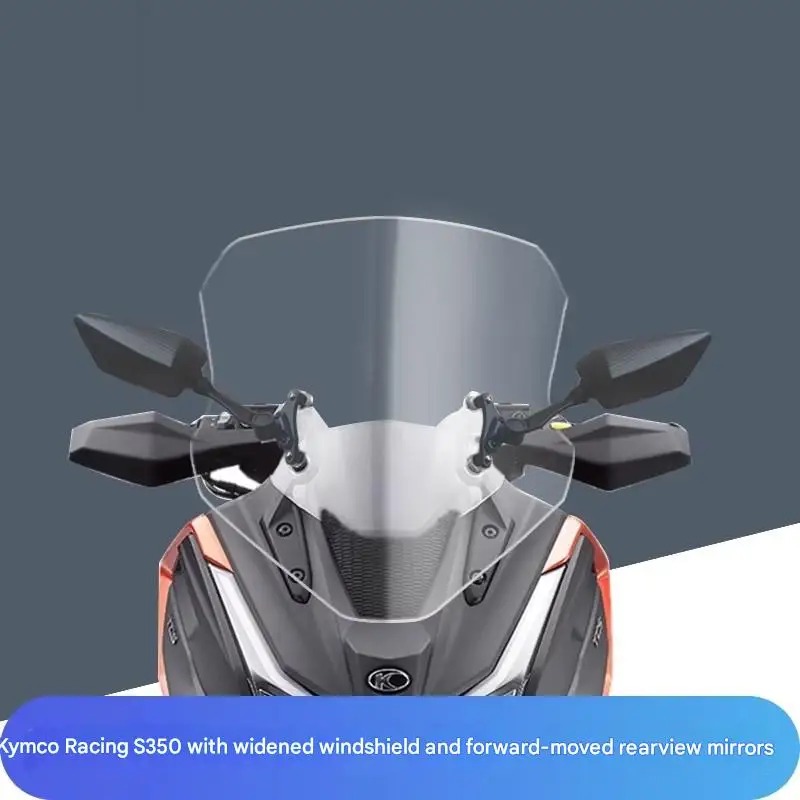 FOR KYMCO Xciting S350 Foldable Windshield Forward Mount Kit Extra Wide Tall HD Factory Fitment Mirror Included