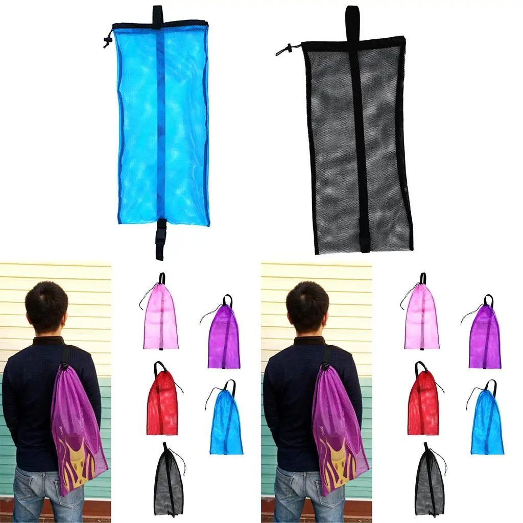 Snorkeling Flippers Mesh Backpack Drawstring Gear Bag Large Capacity for Swimming Diving Equipment Accessories