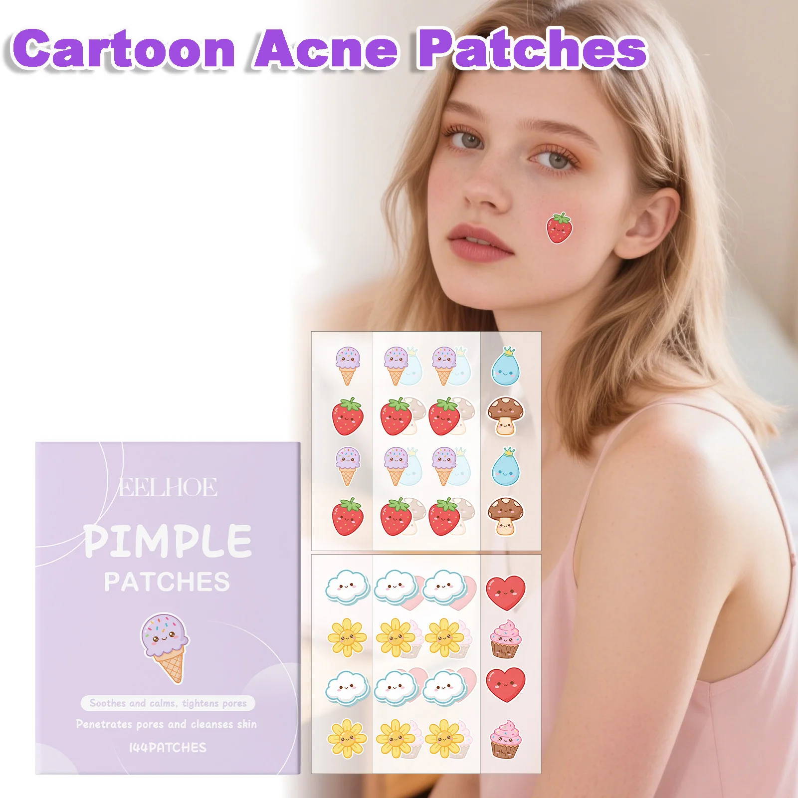 144 stücke Cartoon Salicylsäure Akne Patches Hydrokolloid Pickel Patches Unsichtbare Gesichts Concealer Akne Patch Beruhigen Gesicht Haut