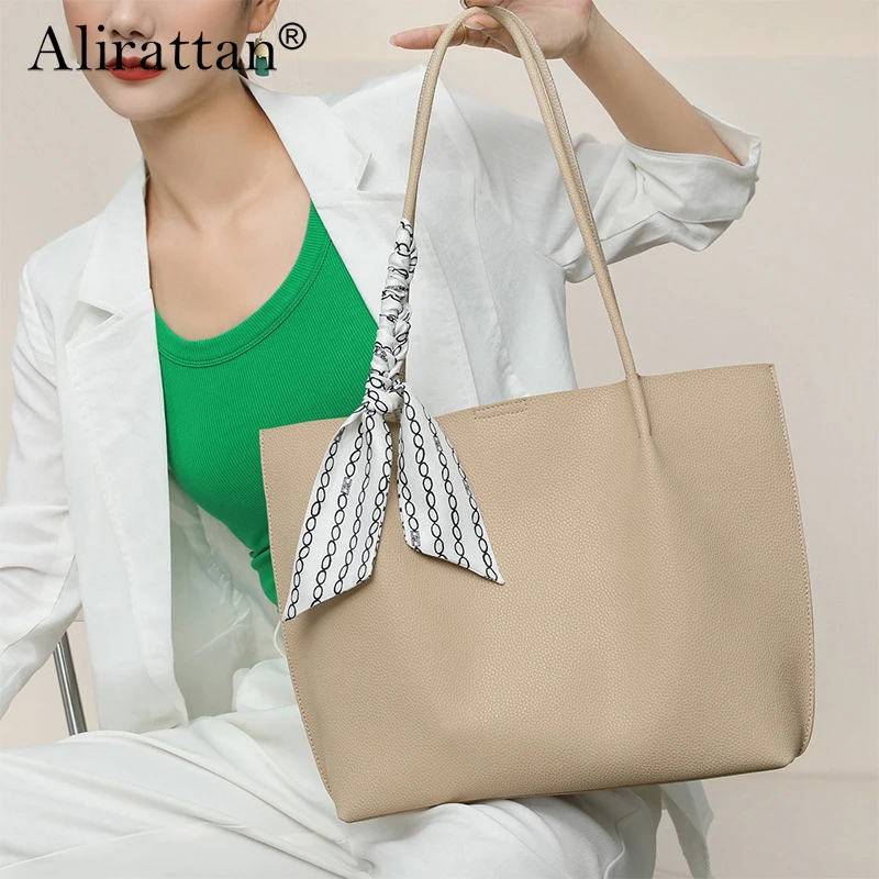 

Alirattan 2022 Fashion Design Shoulder Bags Simple Soft Surface Commuter Tote Bag Versatile Leather Handheld One Women's Bag