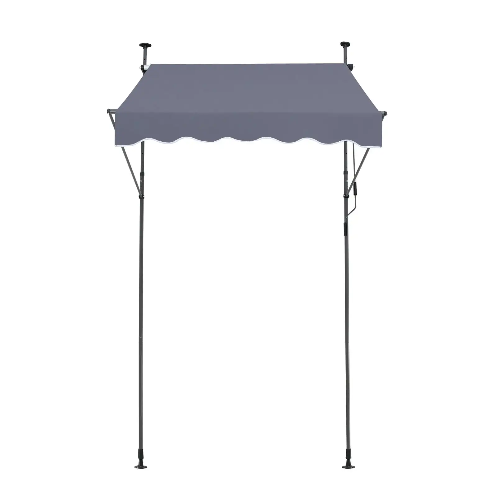 

KFFKFF 59 x 47" Outdoor Awning, Manual Retractable Sunshade Canopy, Height Adjustable 86-122 in,Dark Gray