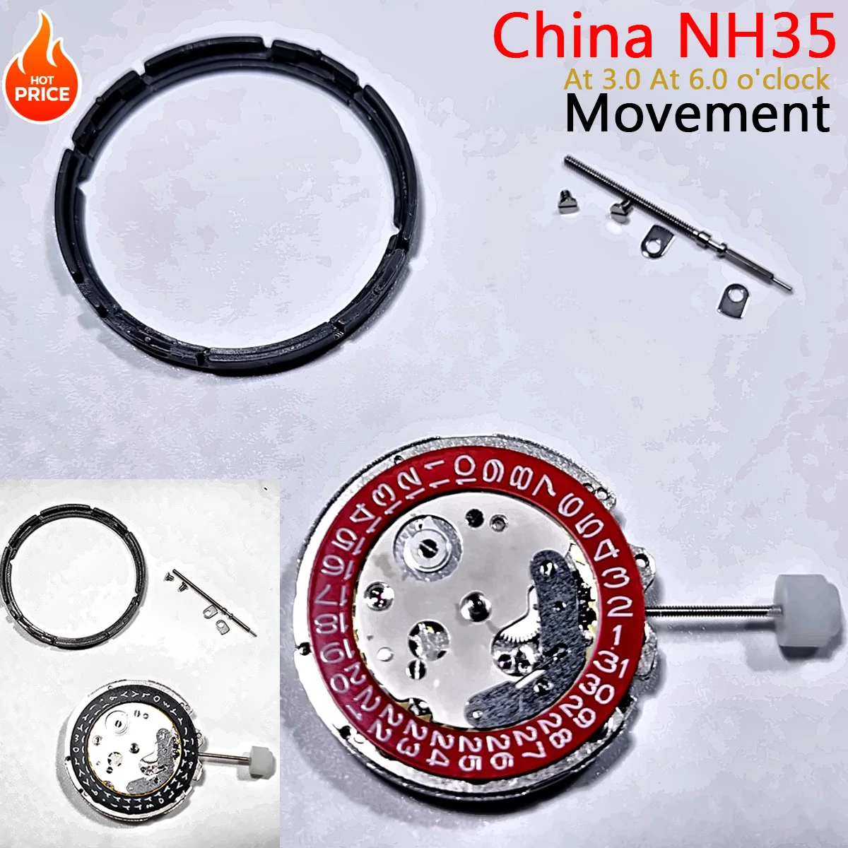 China NH35 Movement Can Replace Japanese NH35 Movement Date At 3.0 6.0 o'clock Calendar High Accuracy Automatic Mechanical NH35A