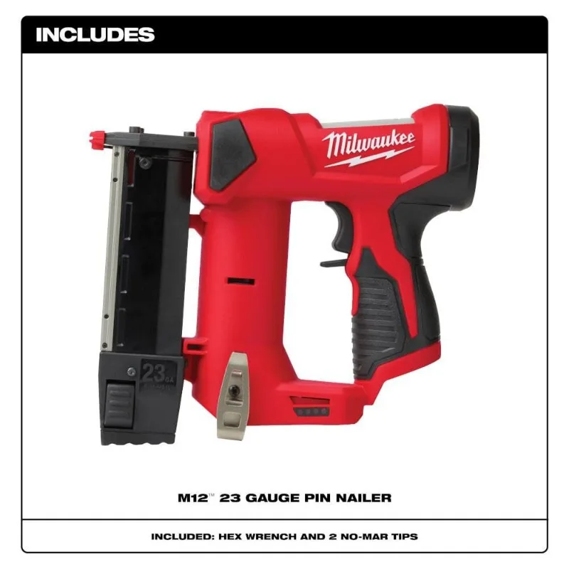 Milwaukee-M12 pn23gs、2540、m12™ブラシレスコードレス ピンnailer 12vリチウム電動工具、23ゲージ