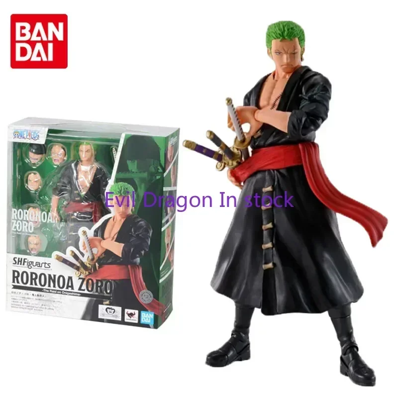 

Bandai натуральная аниме-фигурка ONE PIECE SHF Roronoa Zoro, экшн-фигурка, игрушки для мальчиков и девочек, детский подарок, коллекционная модель, украшения