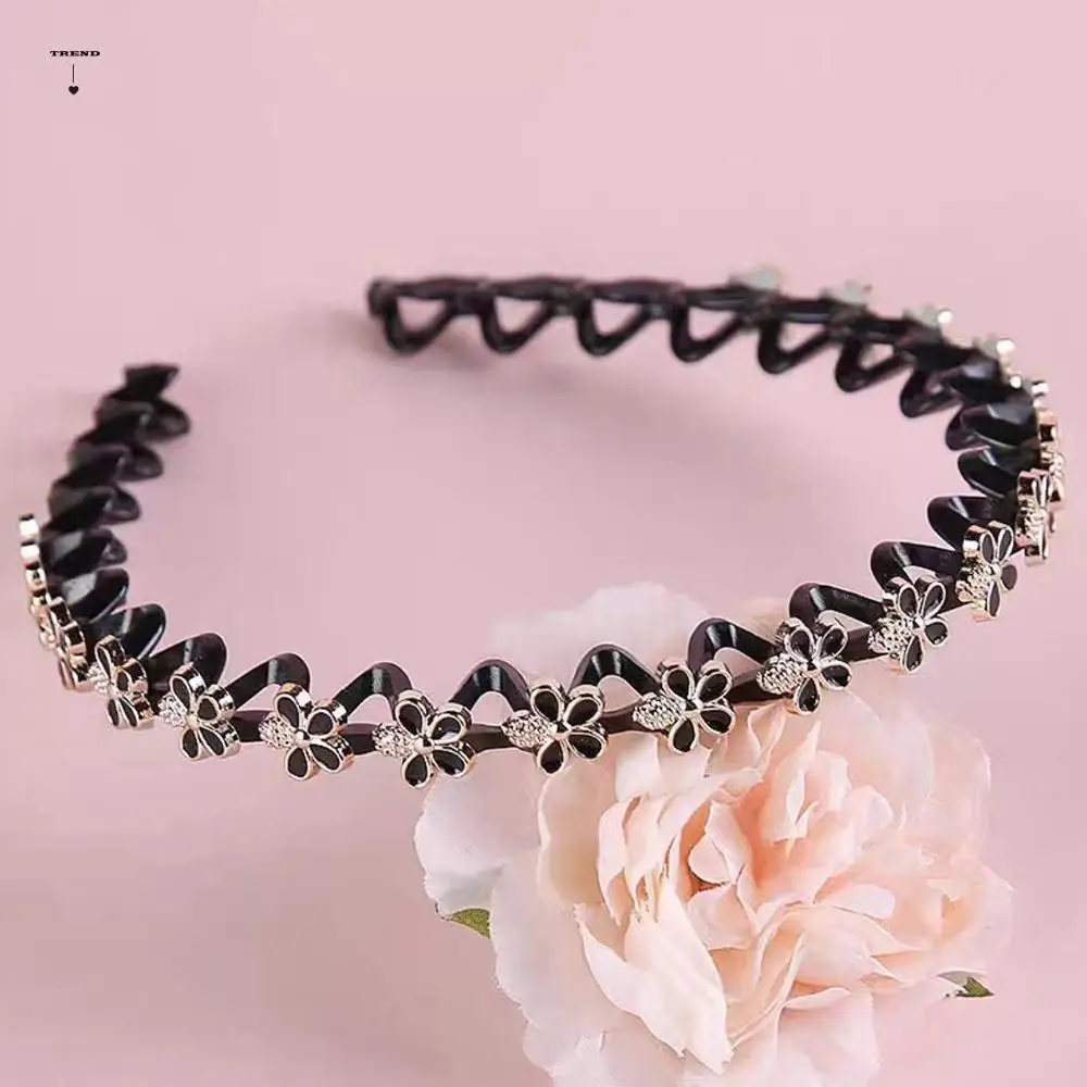 

Rhinestone Lazy Men Hair Braider Hair Hoops Pearl Flower Braided Tools Hairband Headwear Elegant Hair Toothed Headband
