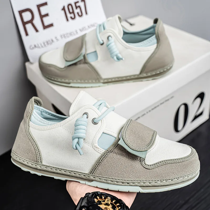 

Men's sneakers 2025 Spring/Summer New Canvas Shoes Flat Soft Bottom Student Wide Foot Board Shoes Ultra Light Trendy Style