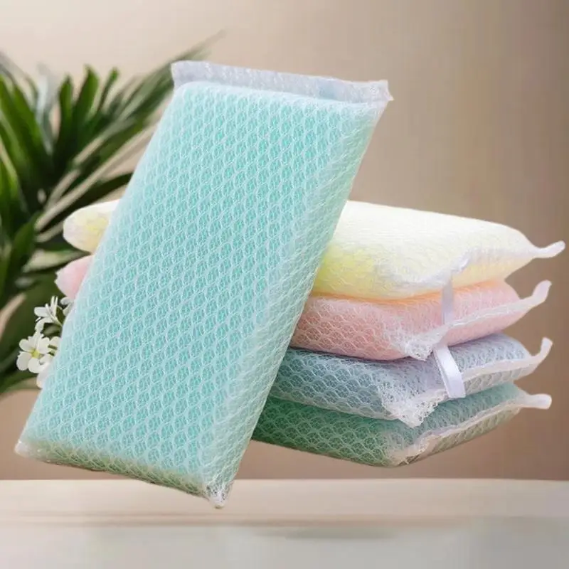 HUA HUA 5/10Pcs Dish Sponge Non Stick Scouring Pad Cleaning Supplies Resilient Net Foaming Easily For Pan Bowl Sponges Scouring