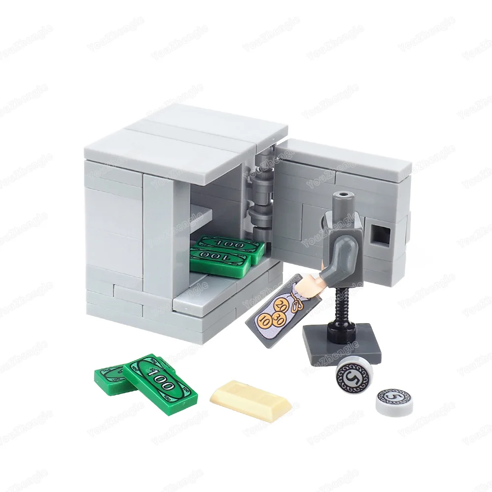 ตัวต่อกันขโมย ชุดตัวละคร MOC พร้อมเหรียญ กล่องเก็บของนิรภัย อุปกรณ์ล็อครหัส ชุดเครื่องมือ ฉากจำลอง ของขวัญ ของเล่น