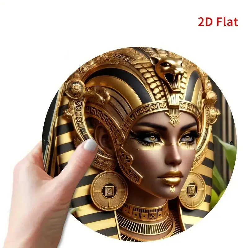 طباعة مسطحة ثنائية الأبعاد، قطعة واحدة، تصميم كويا مصري، طباعة مسطحة ثنائية الأبعاد، علامة معدنية دائرية مقاس 7.87 × 7.87 بوصة