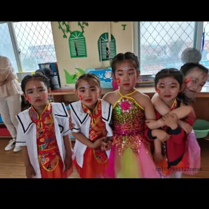 Children's Jazz Dance Performance Costume, Girls' Fluffy Princess Dress, Sequined Gauze Dress, Stage Performance Costume