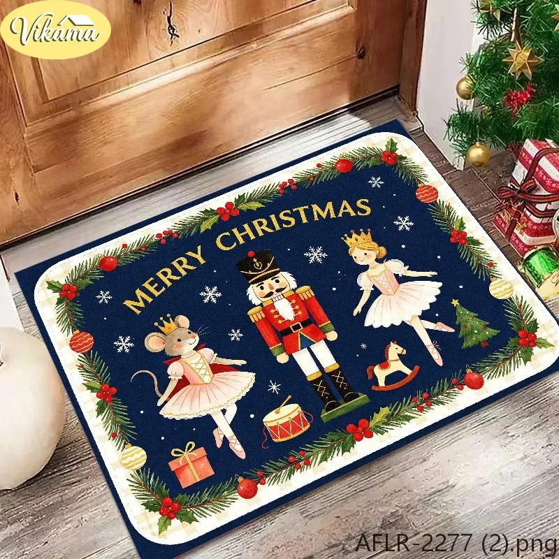VIKAMA Typographic & Angel Flannel Door Mat, Non-Slip Machine Washable, Decor for Front Door Entryway Kitchen Bedroom