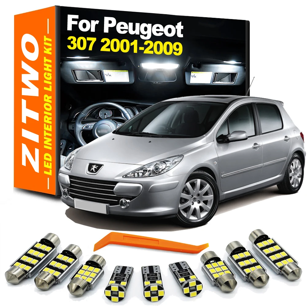 

ZITWO 16Pcs Car Bulbs For Peugeot 307 SW 2001 2002 2003 2004 2005 2006 2007 2008 2009 LED Interior Light License Plate Lamp Kit