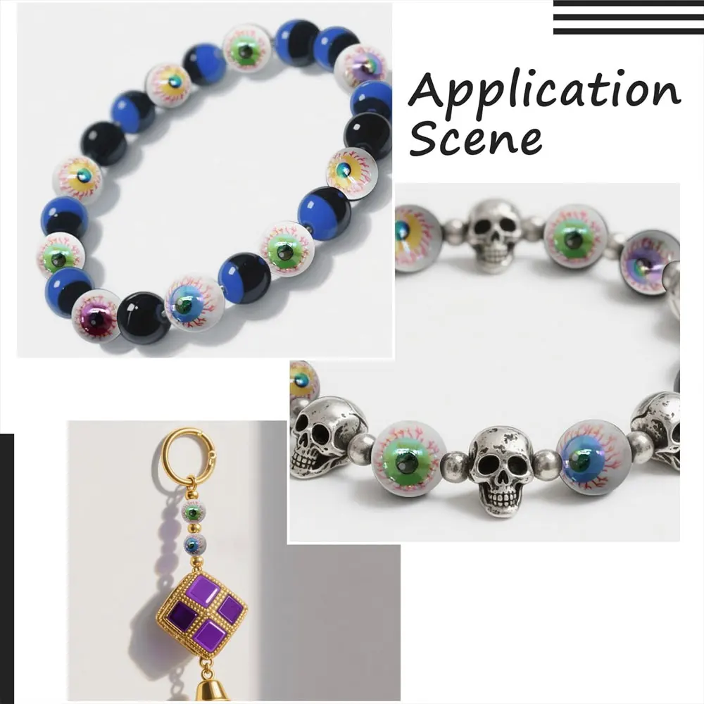 5/10 قطعة قلادة على شكل مقلة العين من الراتنج للهالوين، تستخدم في إكسسوارات تزيين عيد الهالوين وعيد الميلاد وعيد الشكر