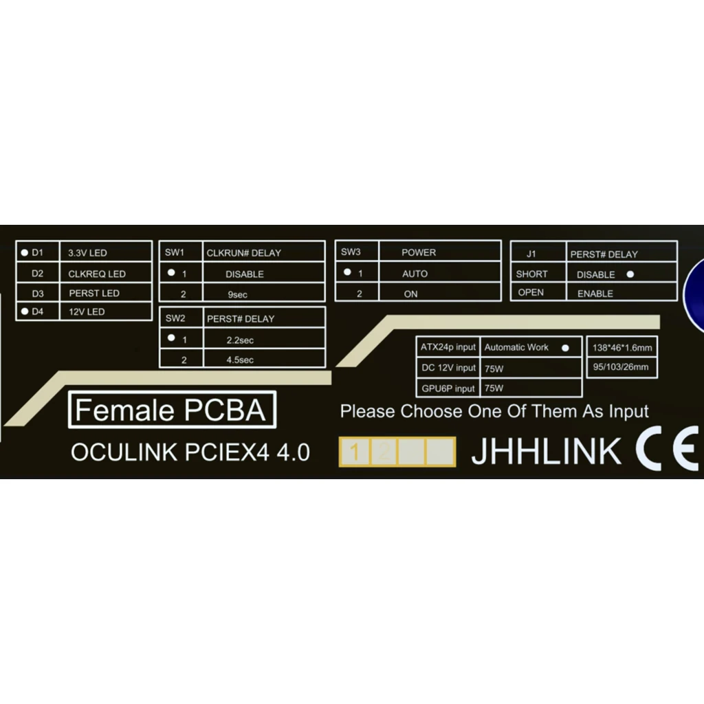 

F2D Oculink GPU Dock Motherboard Development Board SFF8612 to PCIe4.0 x4 64Gbps Adapter for ATX/SFX/FLEX Graphics Card Expansion