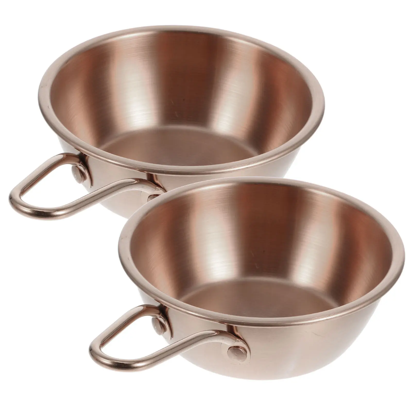 Tazón de vino de arroz de acero inoxidable con mango ergonómico, estilo coreano, para el hogar, restaurante, fiesta, camping, sopa, 2 uds.