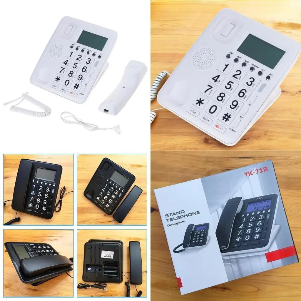 652F Big Button Telephone Loud Volumes Landline Phone with LCD Display Speed Dial Corded Telephone for Home Hotel Office