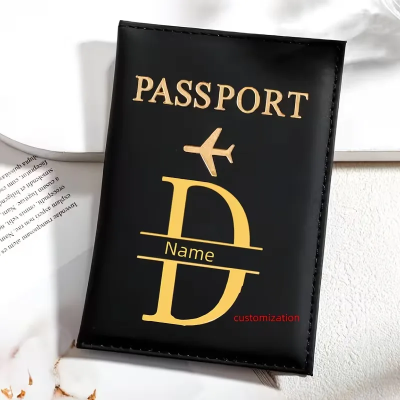 Custom Black ized Passport Book - Open Closure for Passports, Visas - With Custom Letter (for position) - Travel Passport Holder view 5