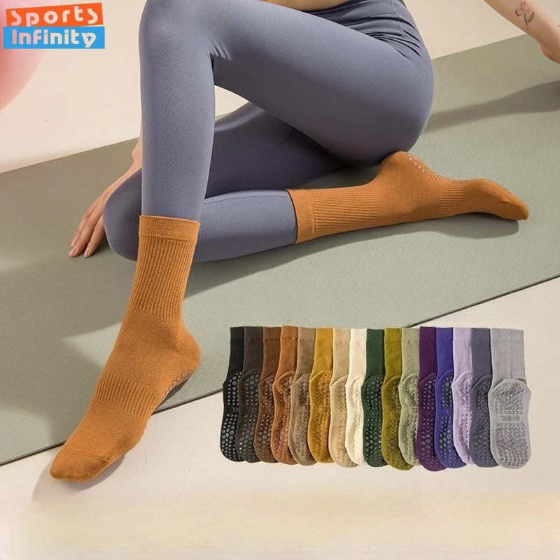 

Хлопковые дышащие носки для йоги, противоскользящие профессиональные носки для пилатеса, домашние спортивные носки для аэробики, танцев, батута, фитнеса, женские