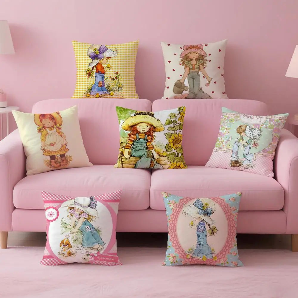 Sweet Anime Whimsical American Art S-Sarah Kay Cushion Cover Pillow Case Soft Skin Friendly Fabric & Concealed Zipper
