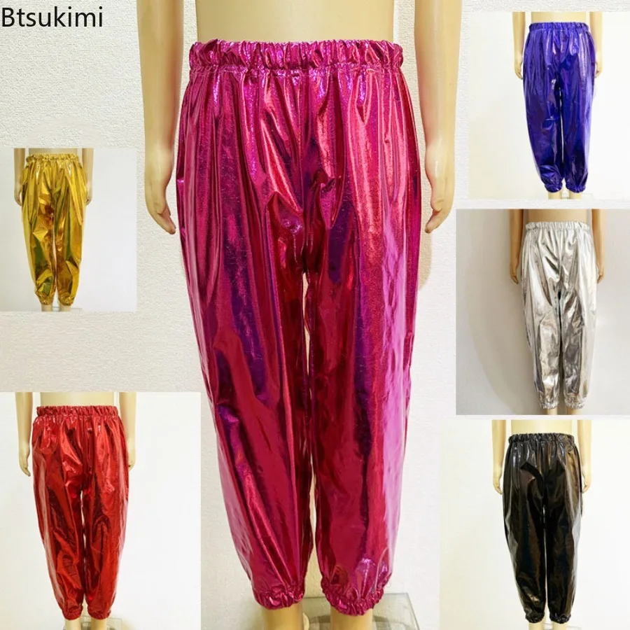 

Metallic Shiny Jazz Hip Hop Street Dance Pants Kids and Adult 2026 Fashion Stage Performance Costumes Cheerleading Dancing Wear